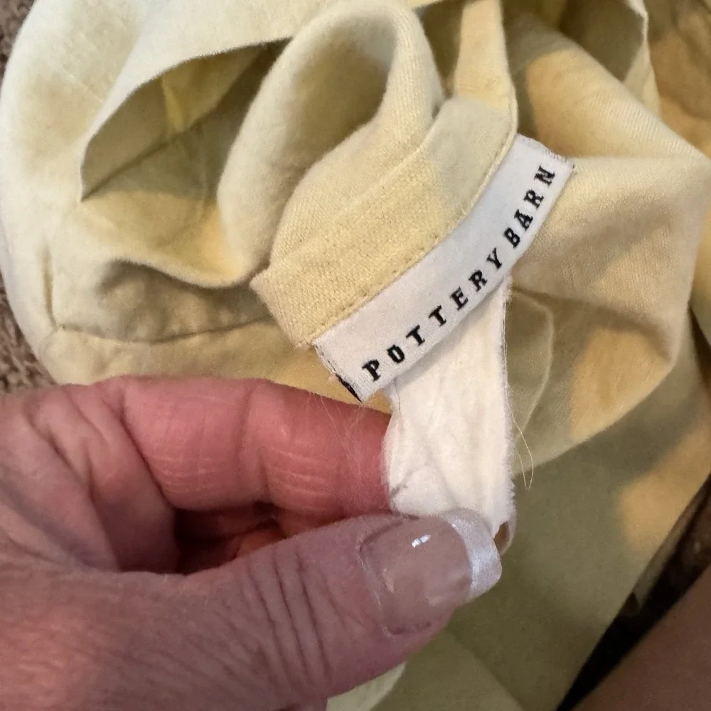 Pottery‎ Barn Standard Pillow Shams Set Of 2 25x29 Creamy Yellow Linen Paisley